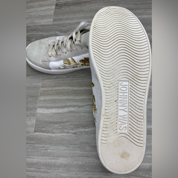 Johnny Was Vixie Floral Embroidered Low Top Leather Sneakers Womens Size 8.5 - Picture 10 of 13